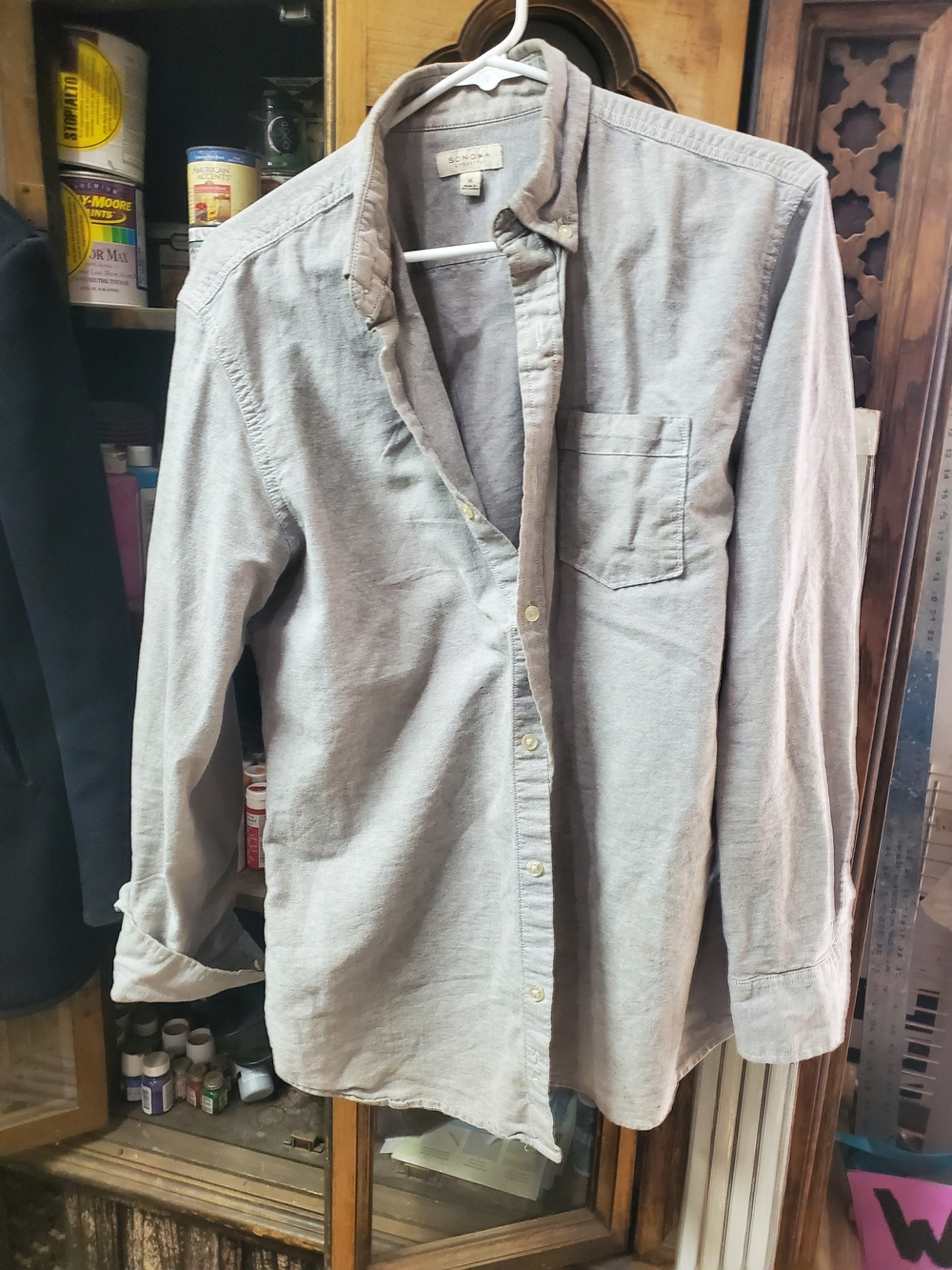 Men's Lightweight Button-Up Shirt - Gray